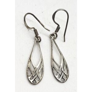 Vintage Y2K Sterling Silver Celtic 925 Earrings hooks Beaded Long Dangle